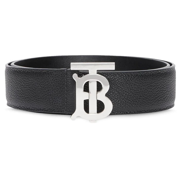 バーバリー ベルト 8015599 BLACK Monogram Motif Grainy Leather Belt