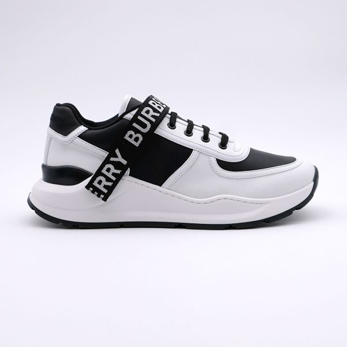 Image 2 of BURBERRY Logo Detail Leather and Nylon Sneakers 8009801
