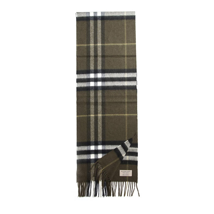 Image 1 of BURBERRY MUFFLER CASHMERE SCARF 3996021 OLIVE GREEN