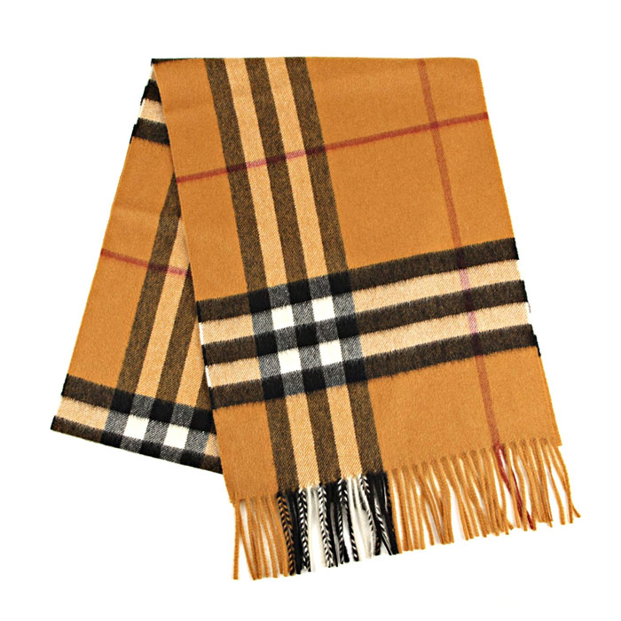 Image 1 of BURBERRY MUFFLER  CASHMERE SCARF 3994164 AMBER CHECK