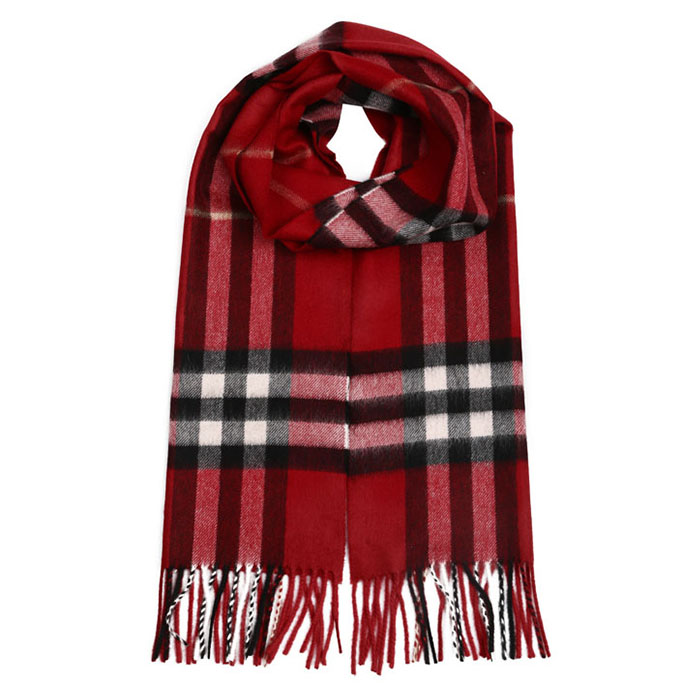 Image 1 of BURBERRY MUFFLER GIANT ICON CASHMERE SCARF 3953534 PARADE RED CHECK