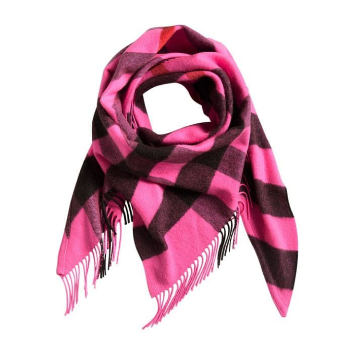 Image 1 of BURBERRY MUFFLER CASHMERE SCARF 4065426 BRIGHT ROSE Pink
