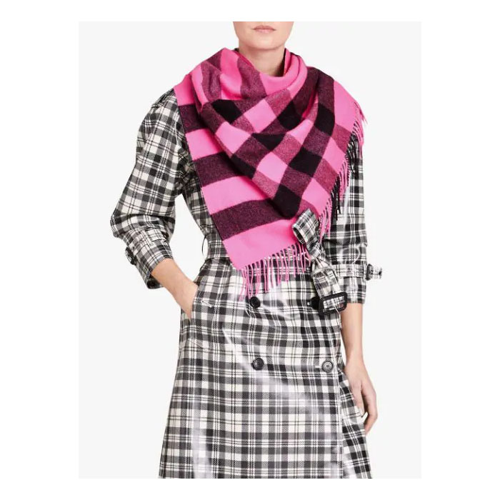 Image 2 of BURBERRY MUFFLER CASHMERE SCARF 4065426 BRIGHT ROSE Pink