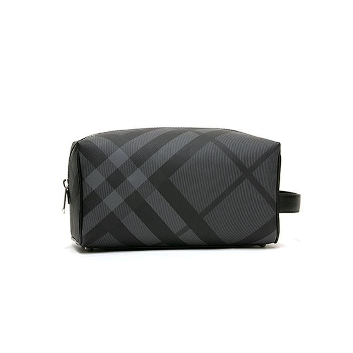 Image 2 of BURBERRY BAG 8006070 A1008 CHARCOAL/BLACK London check & leather WASHBAG