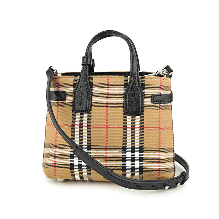 Image 1 of バーバリーバッグ 4079964 00100 BLACK / BROWN VINTAGE CHECK AND LEATHER