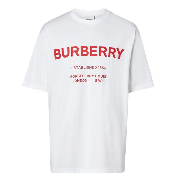 Image 1 of バーバリー メンズ Tシャツ 8017225 White Horseferry Print Cotton T-shirt 19FW