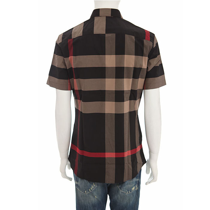 Image 2 of バーバリー メンズ シャツ 8020854 BLIC Short Sleeve Check Stretch Cotton Shirt