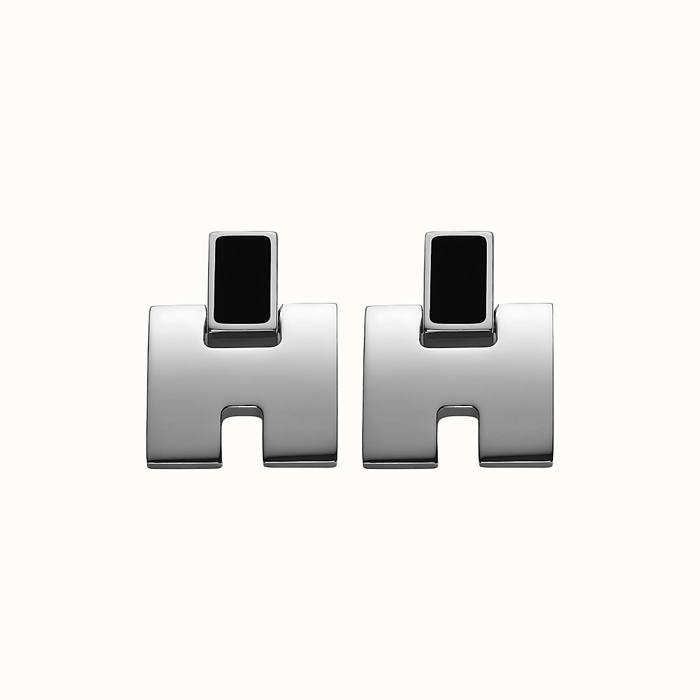 Image 1 of HERMES EARRING H616201FP SILVER NOIR