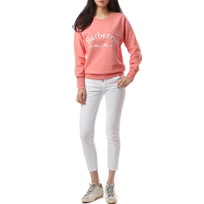 Image 2 of バーバリー レディース スウェット シャツ 8002922 Pale Apricot Battarni pink cotton logo sweatshirt 19FW
