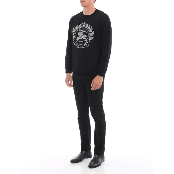 Image 2 of バーバリー メンズ セーター 8008370 Black Bilston logo knitted cotton sweater 19FW