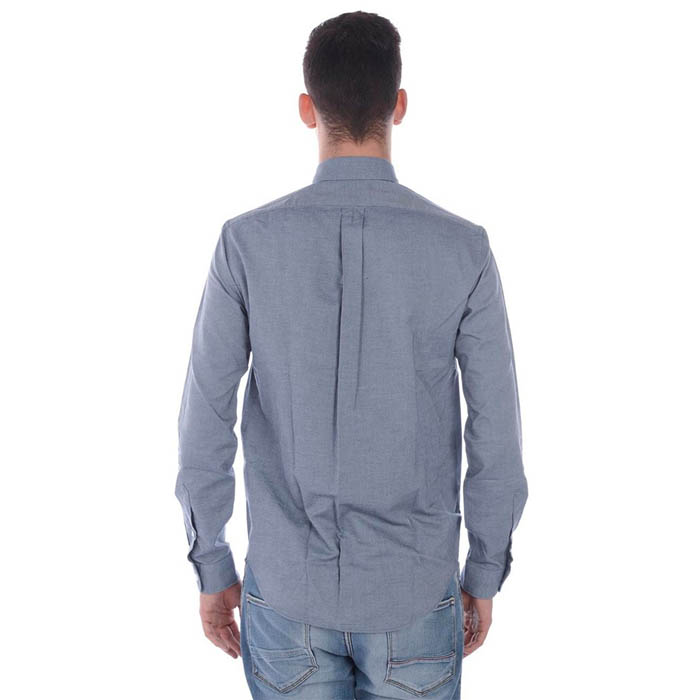 Image 2 of ケンゾー メンズ チェストタイガー刺繡 青 ボタンダウンシャツ 5CH400 1LD 76