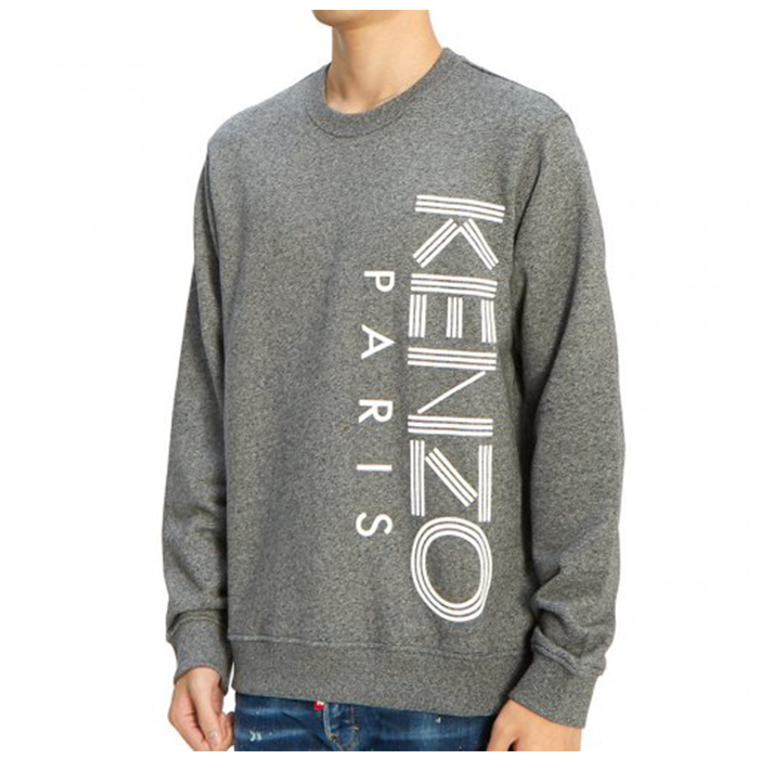 ケンゾー メンズ ホワイトロゴプリントスウェットシャツ  5SW132 4MD 98