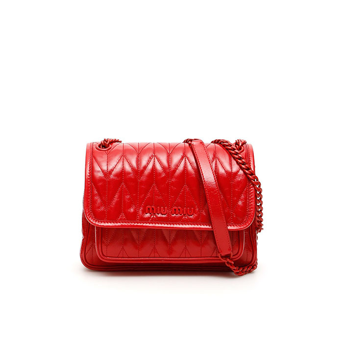 ミュウミュウ マテラッセレザーショルダーバッグ 5BD161 2D6C ROSSO