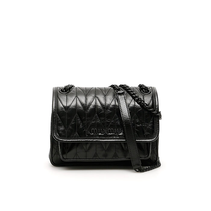 Image 2 of ミュウミュウ マテラッセレザーショルダーバッグ 5BD161 2D6C NERO