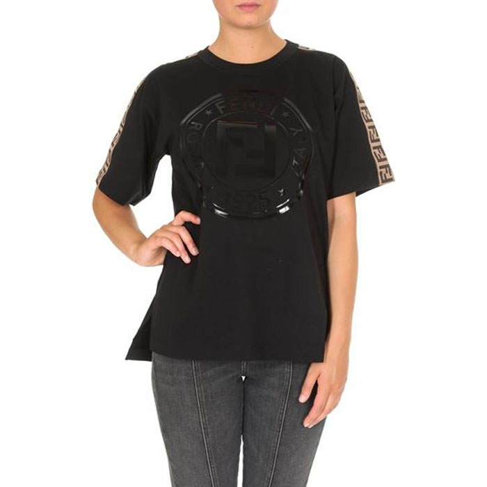 Image 2 of フェンディレディース Tシャツ 半袖 FFロゴ コットン  ブラック FAF073 A8WI F13IY