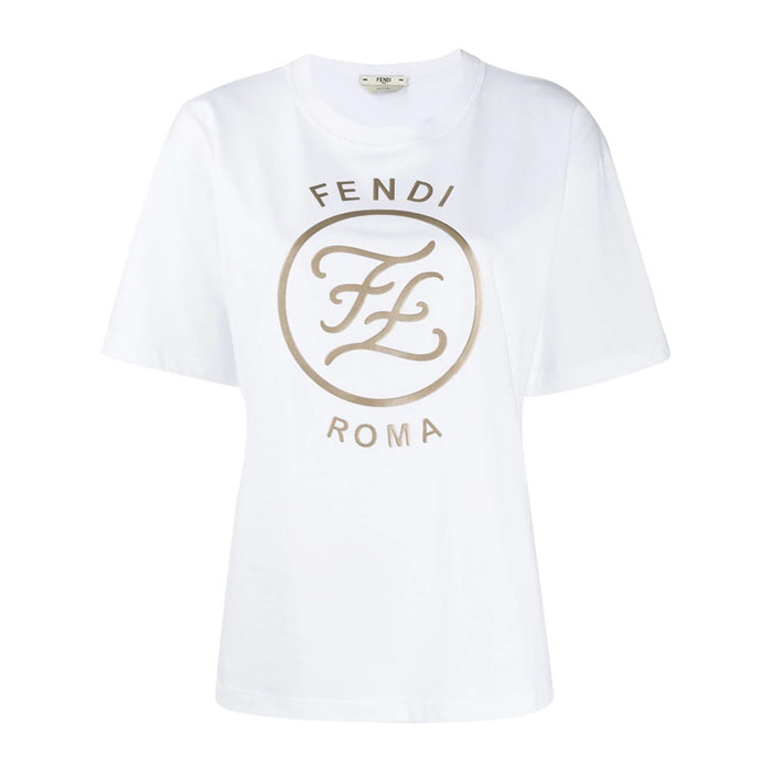 Image 1 of フェンディレディース Tシャツ 半袖 ゴールデン FFロゴコットン FAF073 AA4G F0J04