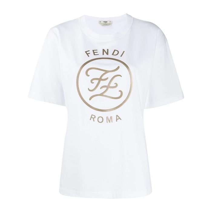 フェンディレディース Tシャツ 半袖 ゴールデン FFロゴコットン FAF073 AA4G F0J04