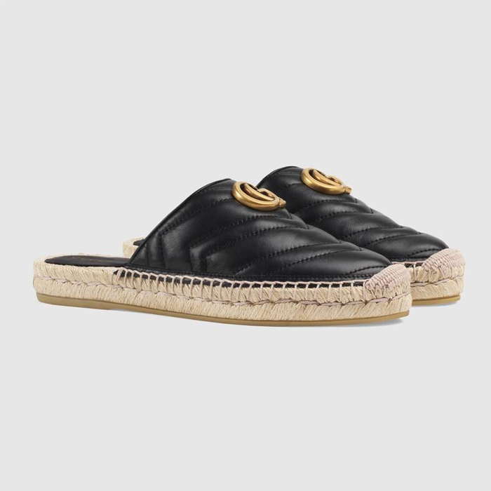 Image 2 of グッチ レディ サンダル   551881 BKO00 1000 Leather Espadrille With Double G