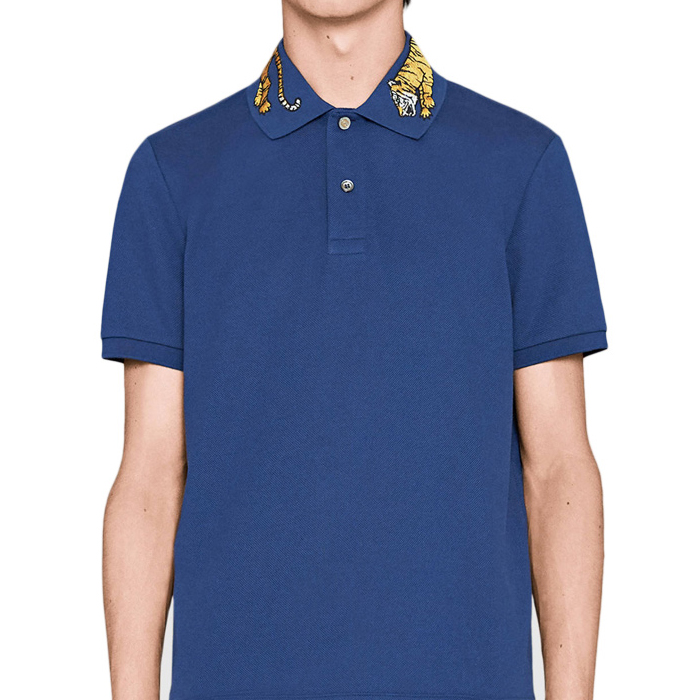 グッチブルーコットンメンズシャツ  453865 5H82 4916