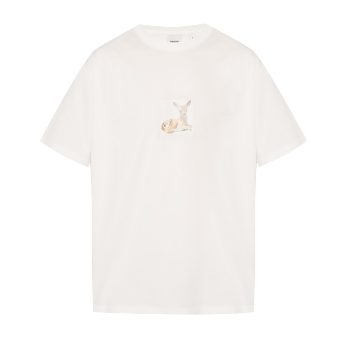 Image 1 of バーバリーメンズ ホワイト シカプリント 特大Tシャツ 8022370 WHIT