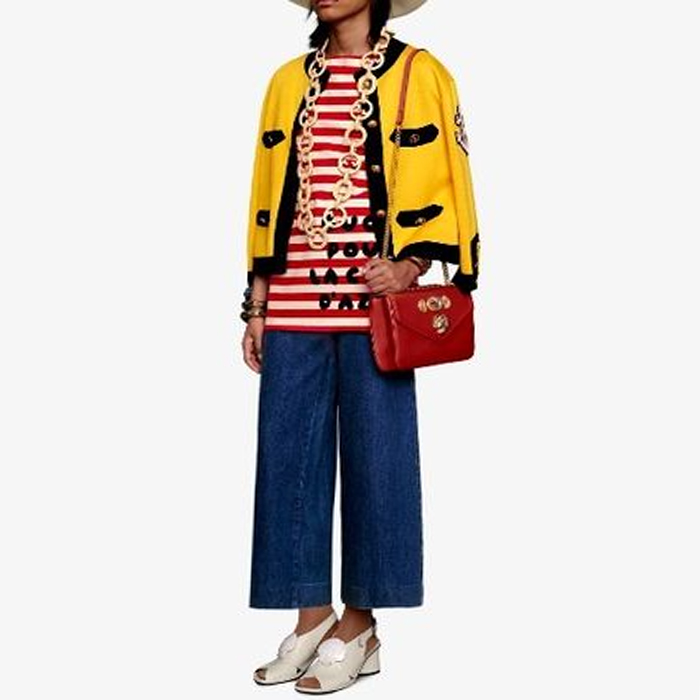 Image 2 of グッチ ストライプボートネックコットンミディアムショートスリーブ特大 562362 XJAW0 9376