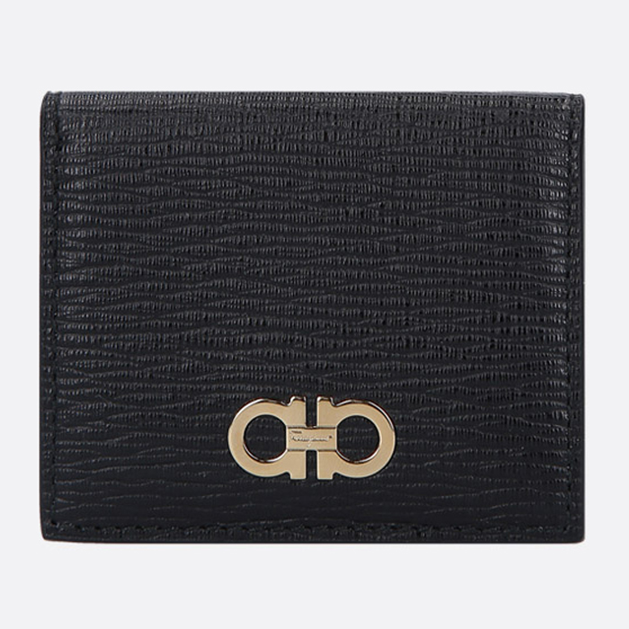 Image 1 of フェラガモウォレット  66-A137 P-C NERO GANCINI COIN PURSE IN TEXTURED LEATHER