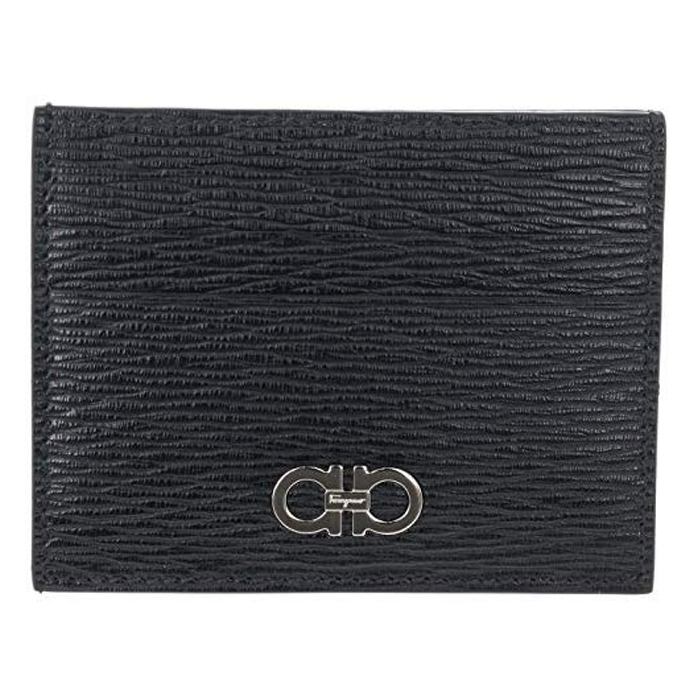 Image 1 of フェラガモ ウォレット 66-A302 P-C N-RF Black/Red Gancini Two Tone Cardholder