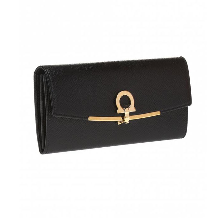 Image 2 of フェラガモウォレット 22-D150 PEBBLE CALF NERO WALLET WITH LOGO