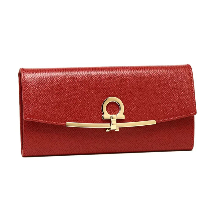 Image 1 of フェラガモウォレット  22-D150 PEBBLE CALF LIPSTICK WALLET WITH LOGO