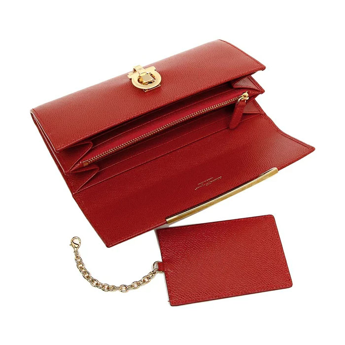 Image 2 of フェラガモウォレット  22-D150 PEBBLE CALF LIPSTICK WALLET WITH LOGO