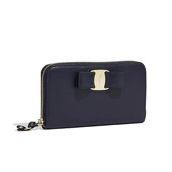 Image 1 of フェラガモウォレット 22-D267 CALF NAVY Vara Blue Leather Long Wallet