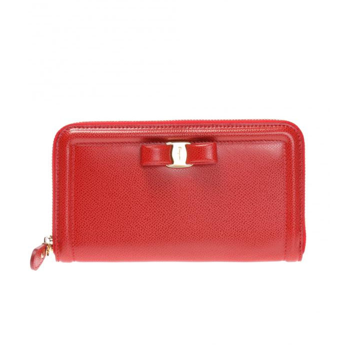 Image 1 of フェラガモウォレット  22-C908 PEBBLE CALF LIPSTICK WALLET WITH BOW