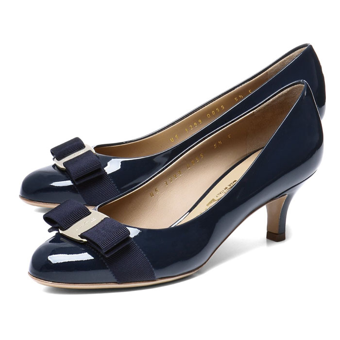 フェラガモレディシューズ 0539580 PATENT-CALF OXFORD BLUE Pumps Blue