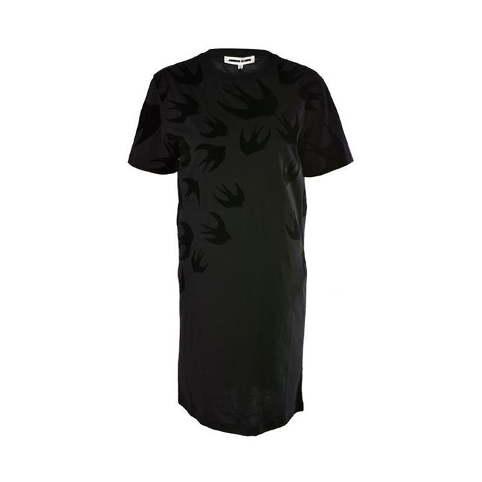 アレキサンダー マックイーン レディース ツバメ柄のマキシブラックドレス 395772 LT73 1000