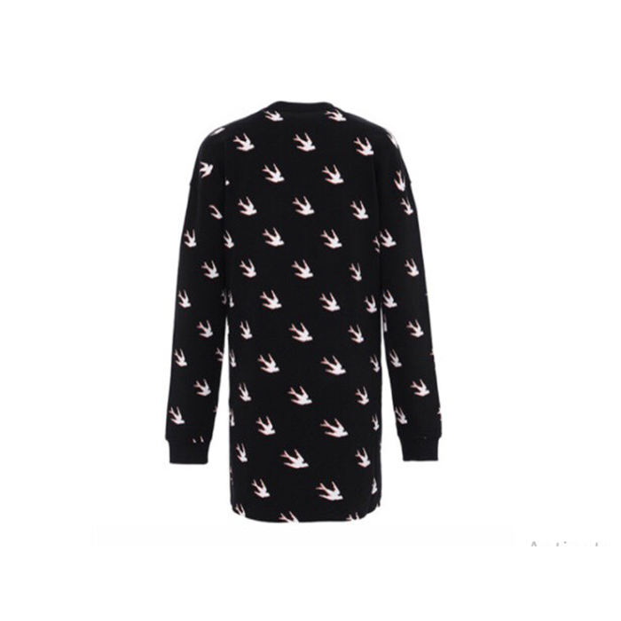 アレキサンダー マックイーンレディースブラックコットンスワローロングドレス 577659 OJ60 1000