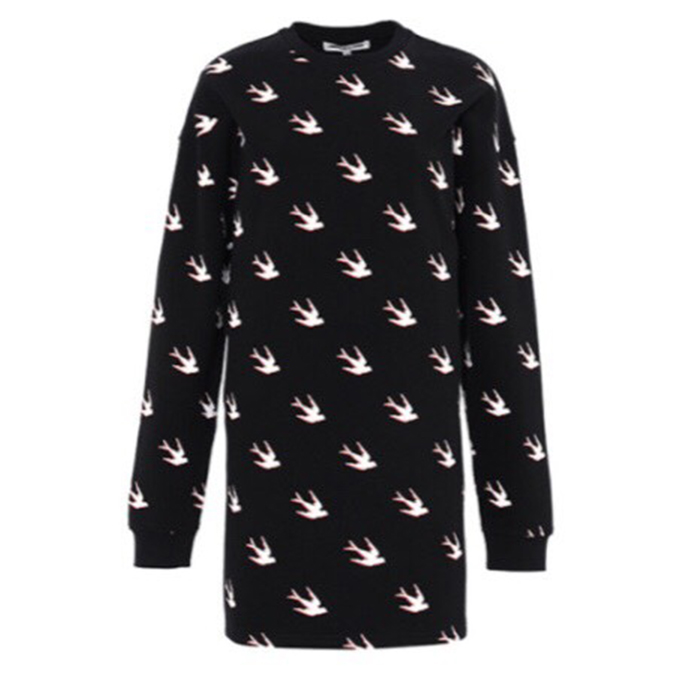 Image 2 of アレキサンダー マックイーンレディースブラックコットンスワローロングドレス 577659 OJ60 1000