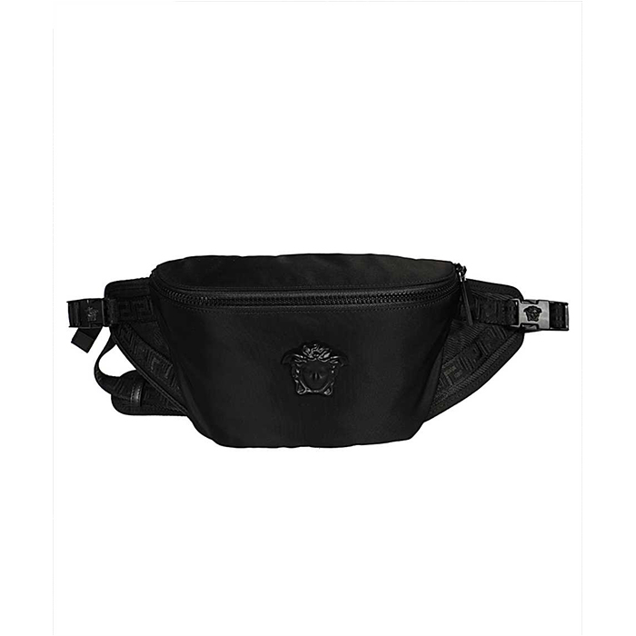 ヴェルサーチメンズブラックファブリックショルダーバッグウエストバッグ DFB6302 NYLV KNN
