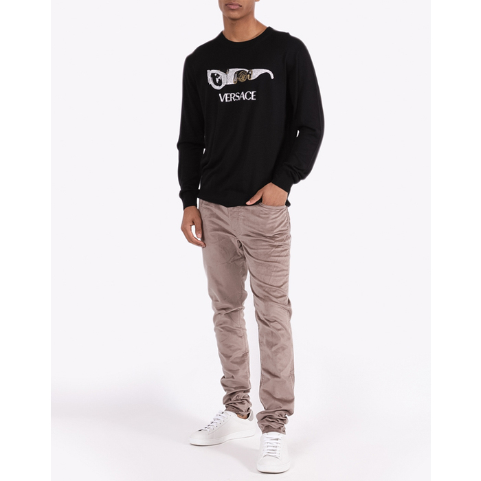 Image 2 of ヴェルサーチ ビスコース ニットメンズ ブラック ラインストーン  A86050 3965 1008