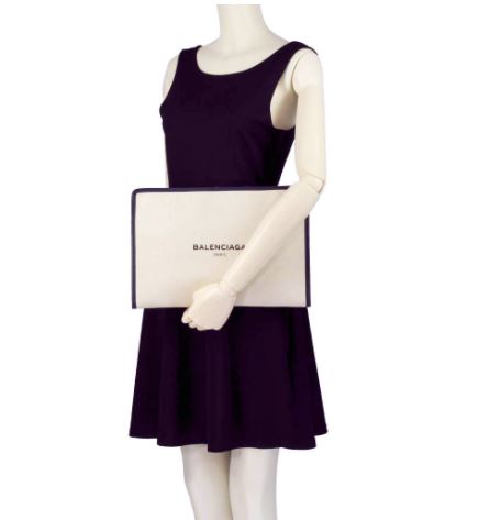 BALENCIAGA 491542 AQ37N 9282 NATUREL/BLEU DEMIN ネイビー ポーチ クラッチバッグ