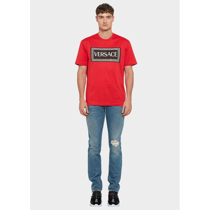 Image 2 of ヴェルサーチメンズニューコットンブランドレタープリントメンズ半袖Tシャツ A81548 A201952 A041