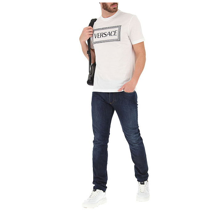 Image 2 of ヴェルサーチメンズニューコットンブランドレタープリントメンズ半袖Tシャツ A81548 A201952 A001