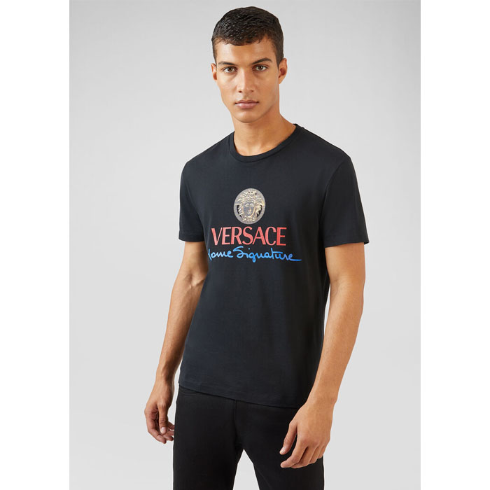 Image 2 of ヴェルサーチメンズメデューサロゴ半袖Tシャツ A85989 A228806 A1690 ブラック