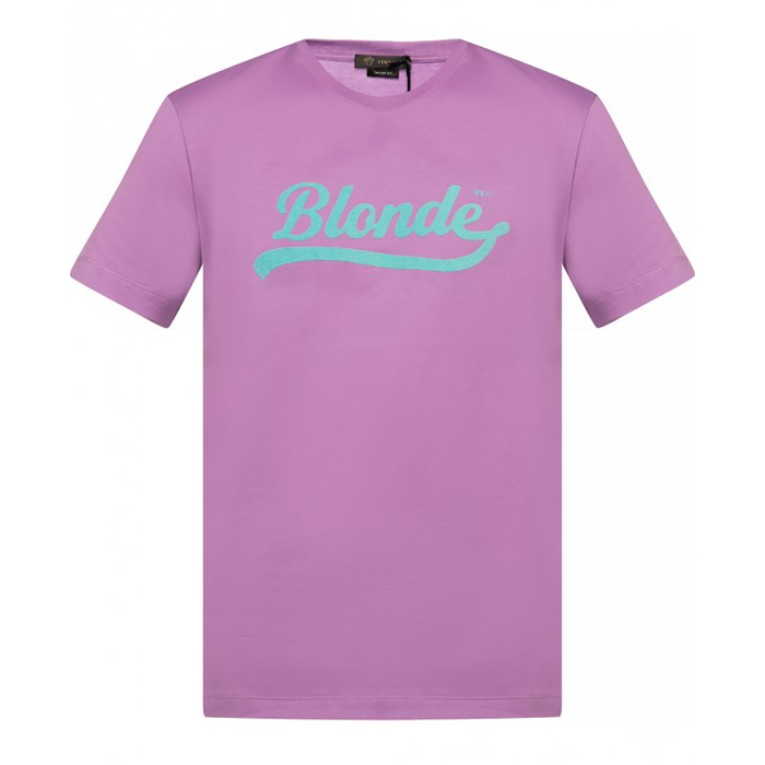 ヴェルサーチロゴパターン印刷パープルクルーネックTシャツ A85997 A228806 A1312