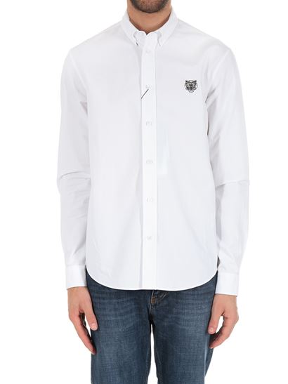 ケンゾーメンズ チェストタイガー刺繡 白 ボタンダウンシャツ 5CH400 1LD 01