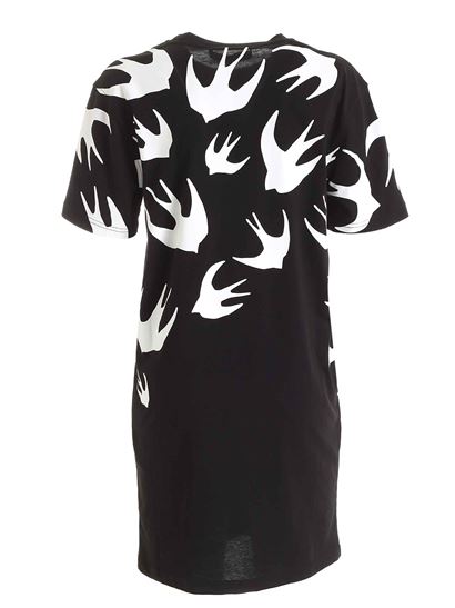 Image 2 of アレキサンダー マックイーン レディースホワイトツバメプリントドレス 492158 LT71 1000