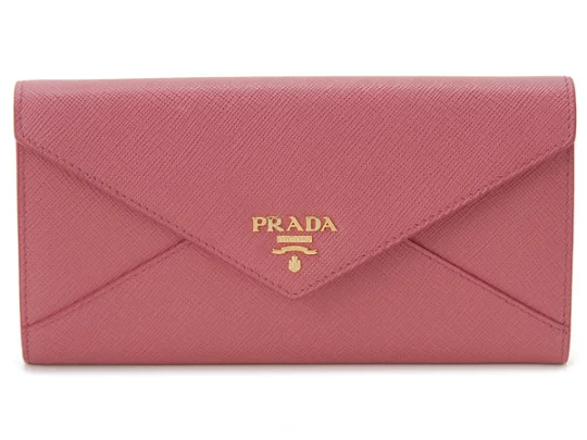 Image 1 of PRADA long wallet 1MH037 2E3K PEONIA Saffiano letter with pass case