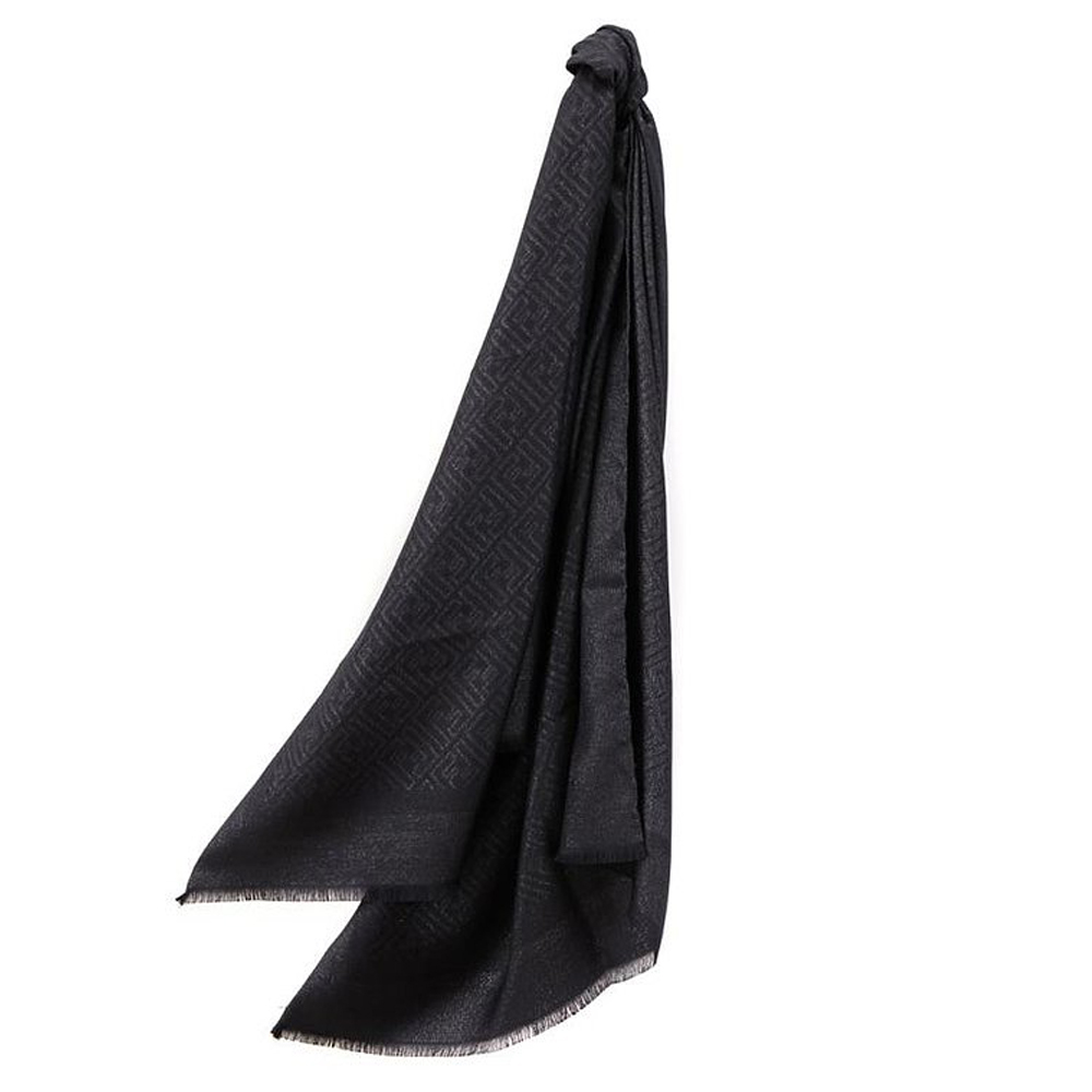 Image 1 of FENDI Ladies Black Silk Scarf フェンディレディース ブラック シルク スカーフ FXT085 1TD F0QL1