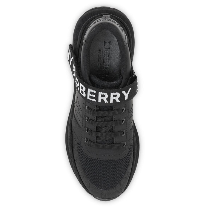 Image 3 of BURBERRY LADY SHOES 8011532BLK Logo Detail Leather, Nubuck and Mesh Sneakers