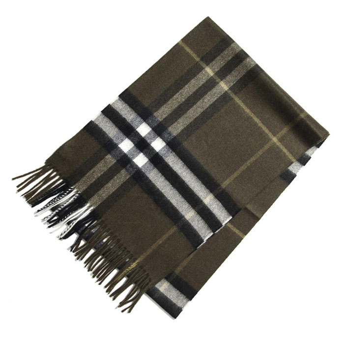 Image 3 of BURBERRY MUFFLER CASHMERE SCARF 3996021 OLIVE GREEN