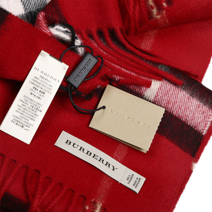Image 6 of BURBERRY MUFFLER GIANT ICON CASHMERE SCARF 3953534 PARADE RED CHECK
